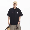 CATTEE men's American retro solid color pullover POLO shirt, men's heavyweight 220g trendy loose short-sleeved T-shirt details Picture